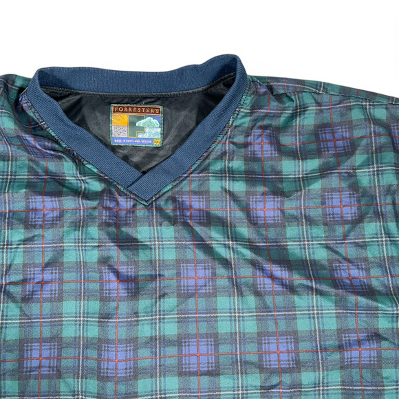 Vintage Forresters Sweater Adult XXL Blue Green Blackwatch Plaid Pullover 90s - Picture 2 of 8